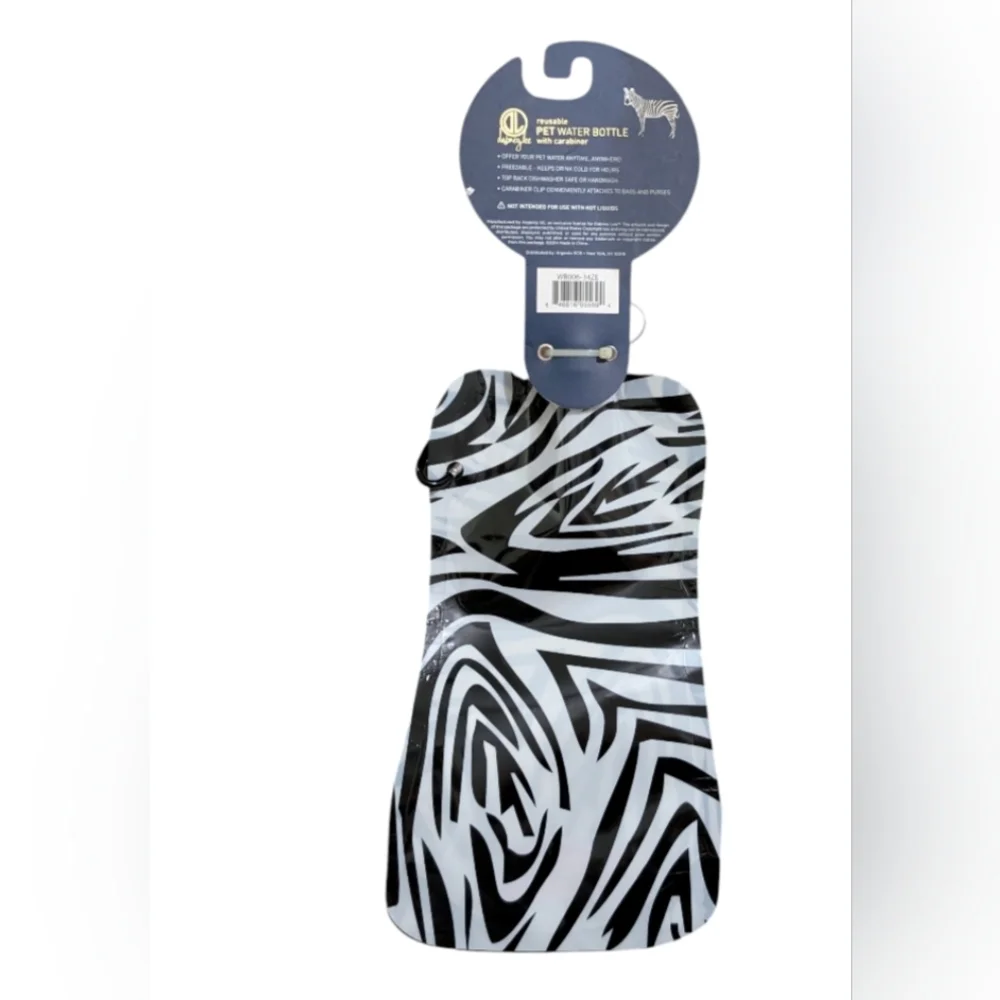 🇱🇷 Chic Zebra Print Pet Water Bottle 34oz